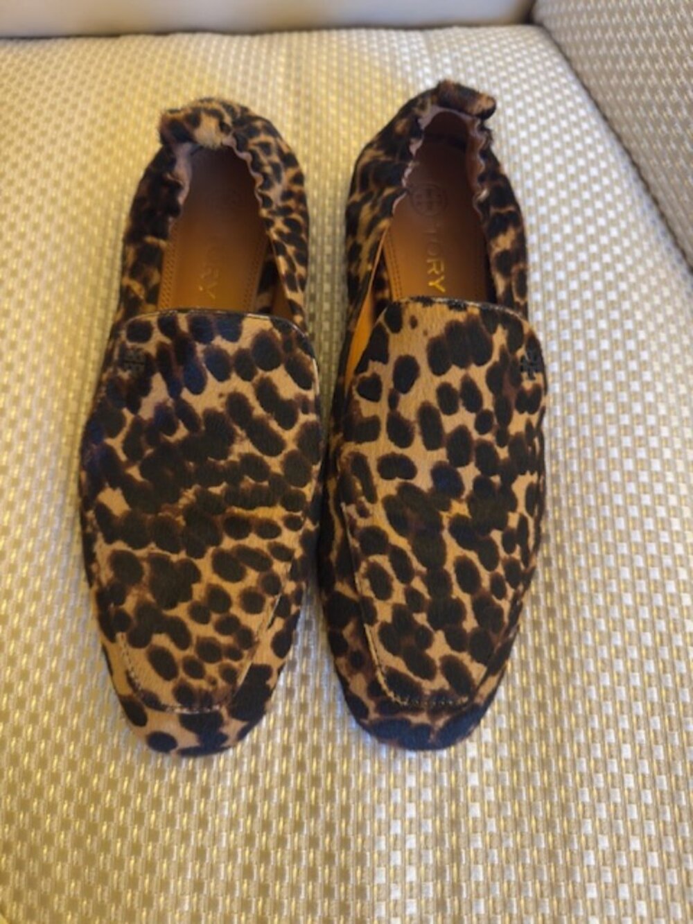 Tory Burch Leopard Print Calf Hair Loafers, Size 6.5